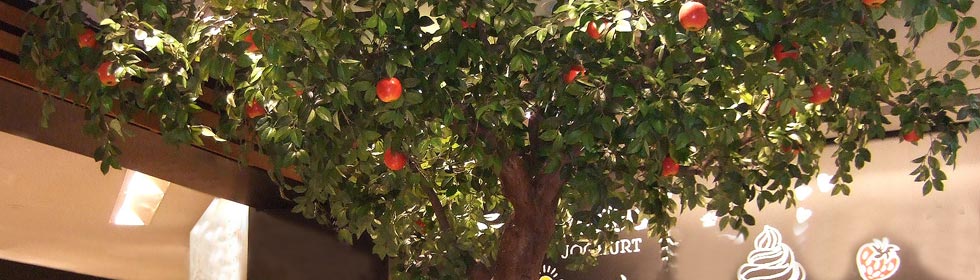 Kunstbaum-Blattwerk: Knstlicher Apfelbaum mit Frchten und grnen Blttern